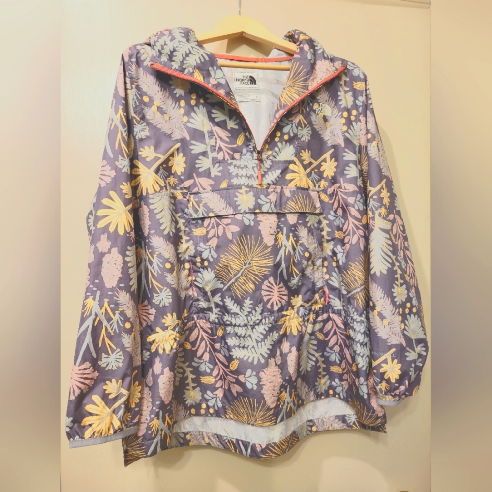 Gray Floral North Face Windbreaker